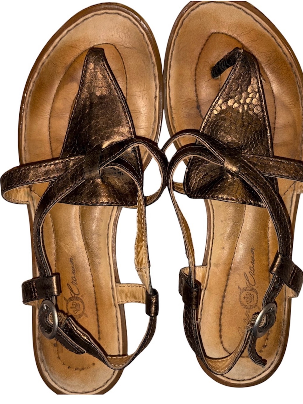 Born Thong Slingback Sandals Metallic Bronze Leather Women's 8